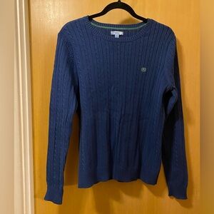 Izod Long Sleeve Blue Cotton Cable Knit Pullover Sweater